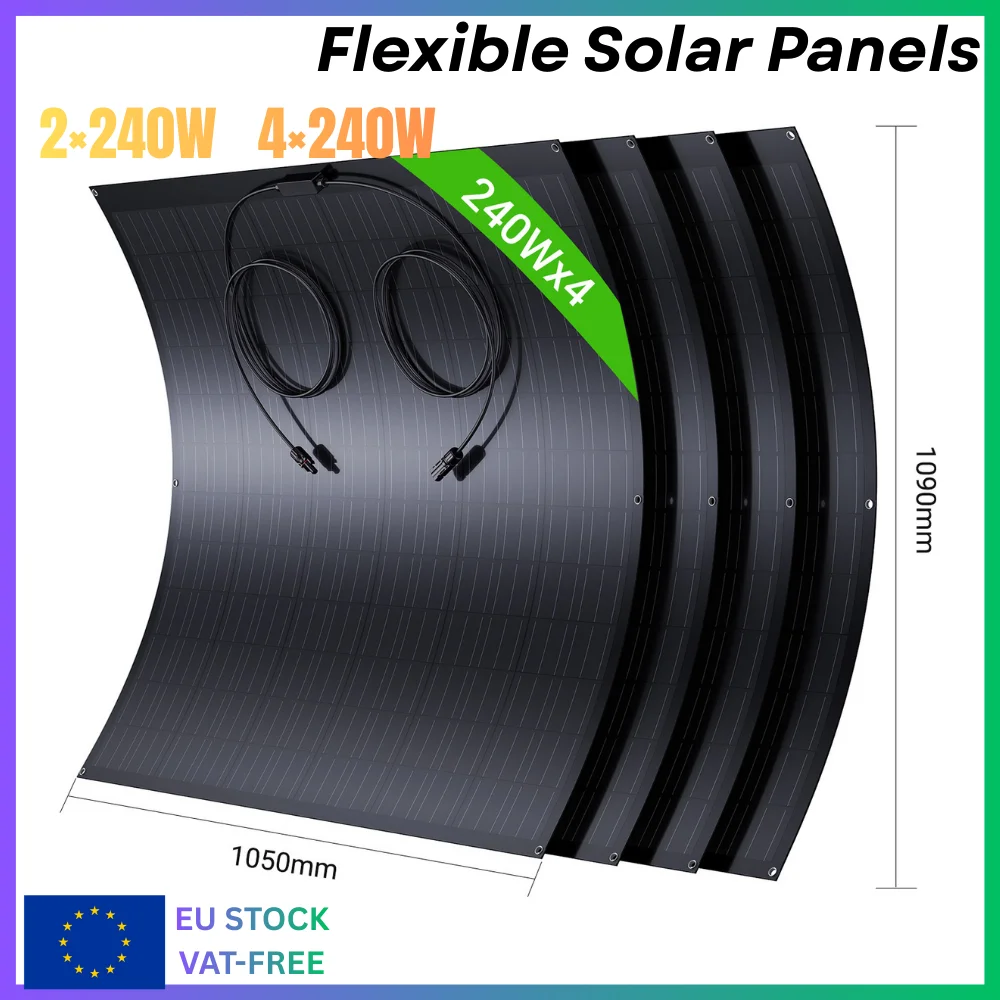 Flexible Solarmodule 480 W / 960 W (2 × 240 W / 4 × 240 W), monokristalline Beleuchtung PV-Module für Balkon, Wohnmobil, Boot, CE-zertifiziert Image