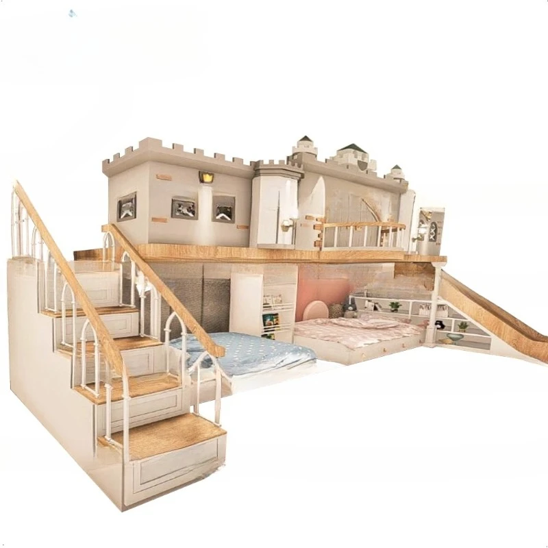 Großes Apartment-Kinderspielhaus, auf und ab Jungen, zwei Betten, Rutsche B Eds Image