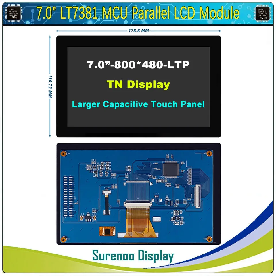 7,0" Zoll 800*480 TN 1024*600 IPS LT7381 MCU Parallel TFT LCD Modul Display Bildschirm Monitor RTP CTP Kapazitives Touch Panel STM32 Image