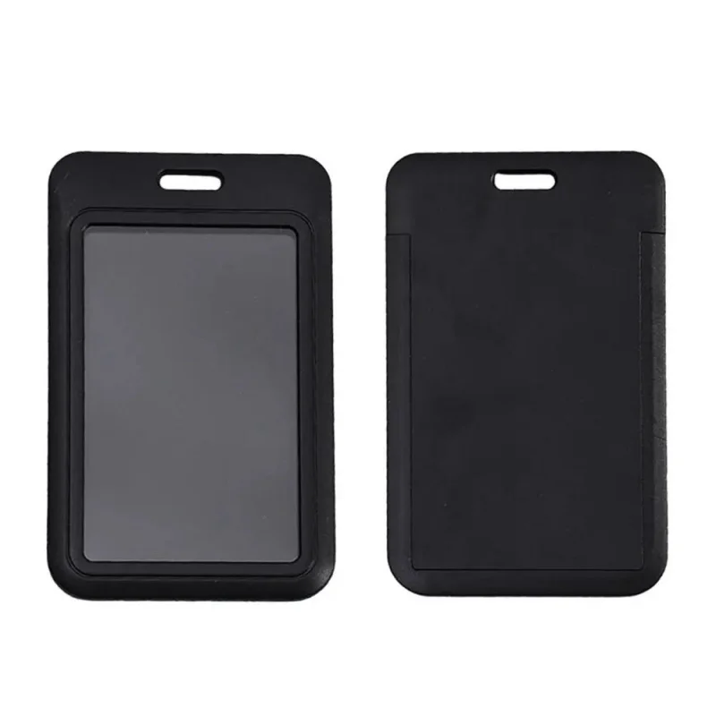2-teiliges schwarzes Kartenhalter-Set, durchsichtiger Ausweishalter aus Kunststoff, wiederverwendbare PVC-Kartenhülle für Arbeit, Büro, Schule, Zugangskarte, schwarz