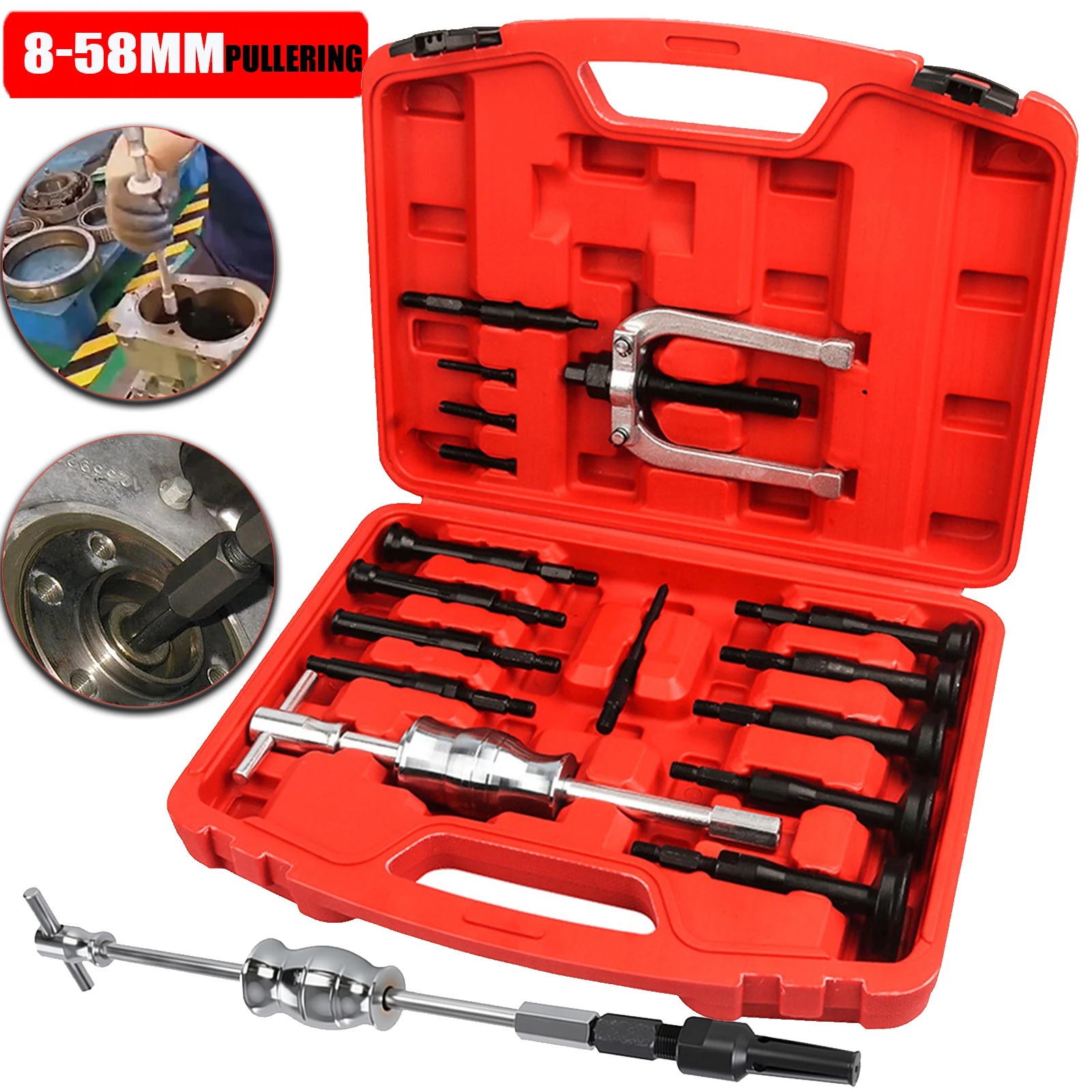 Blind-Innenlager-Abzieher, 16-teiliges Set, Auto-Lager, Gleithammer-Abzieher, Blindloch-Lager, Race- und Dichtungsabzieher, Extraktor-Set, Entfernung T Image