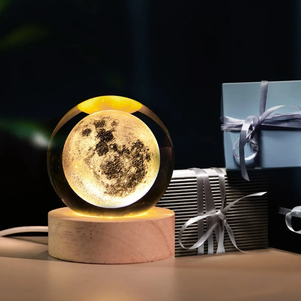 LED Nachtlicht Milchstraße Galaxy Sonnensystem Kristallkugel Kinder Nachtlampe Schlafzimmer Umgebungslicht Kreatives Geschenk Nachtlicht