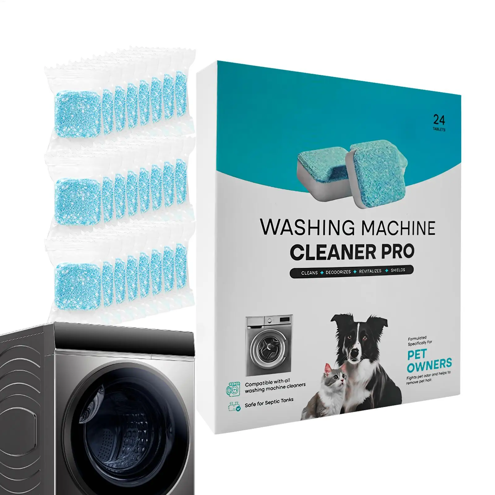 24Pcs/box Washing Machine Cleaner Powerful Descaling and Deodorizing Effervescent Tablets Cleaning For Machines Tank Home