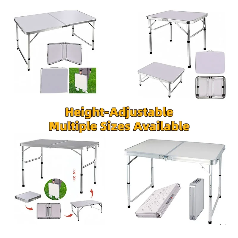 lucn Höhenverstellbarer Klapptisch, leichtes tragbares Aluminium-Tablett für Camping im Innen- und Außenbereich, Sofa-Beistelltisch mit Griff Image
