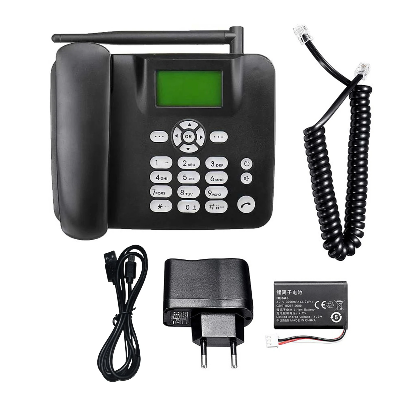 Festes drahtloses Telefon, 2G-Desktop-Telefon, unterstützt GSM 850/900/1800/1900 MHz, SIM-Karte, schnurloses Telefon mit Antenne, Radioalarm