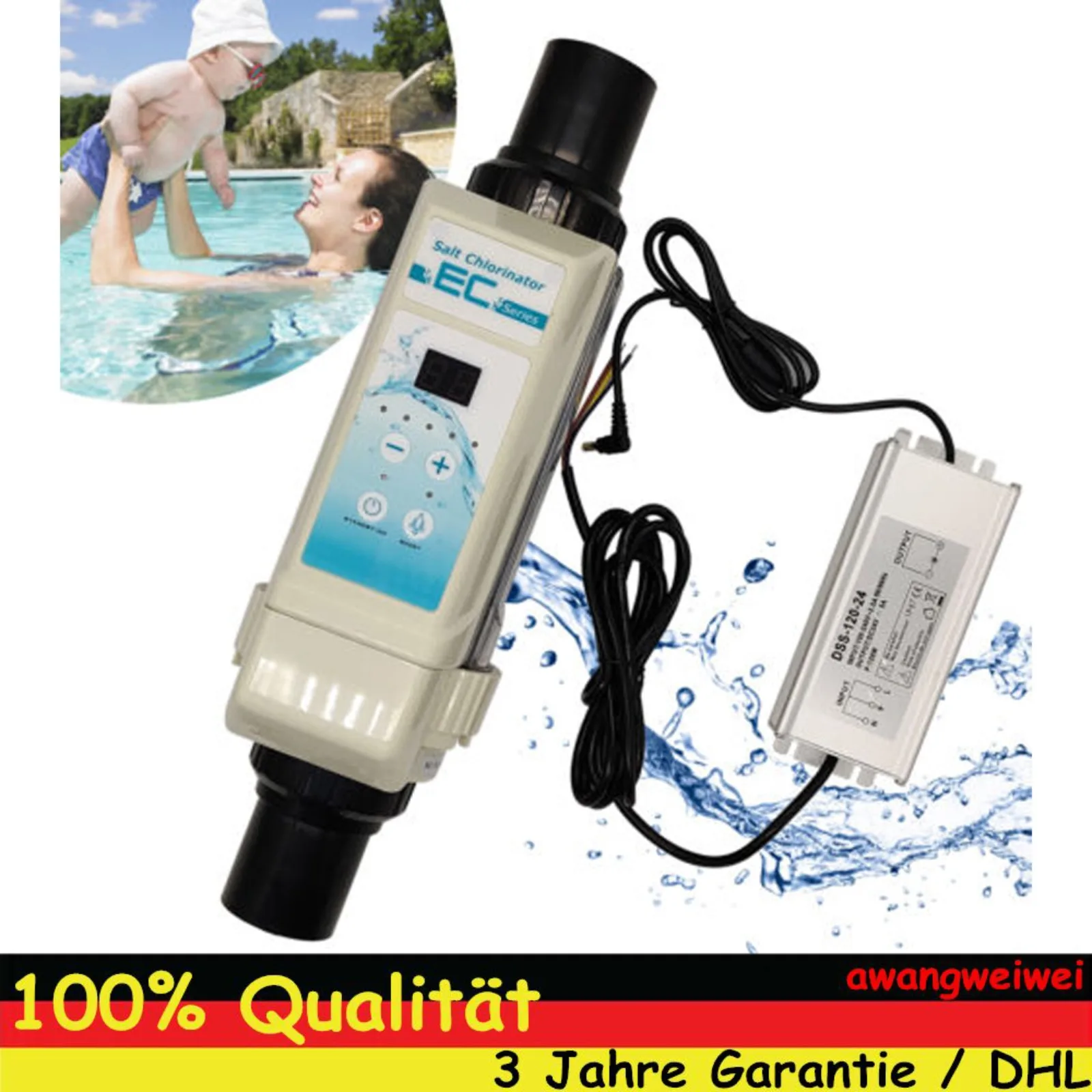 BYMAOCAR Selbstreinigende Sole Pool Chlor Sterilisator Generator System Salzwasser Chlorator 8G/H Salzsystem Salzelektrolyse Image