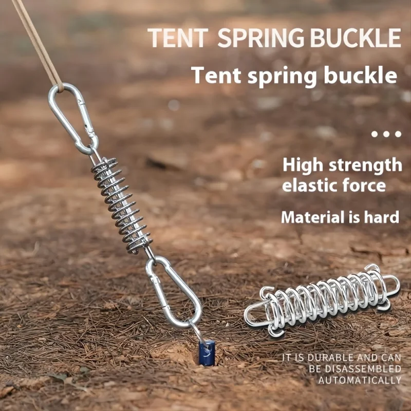 Karabiner Zelt Seil Spanner Winddicht Camping Spanner Schnalle Stahl Feder Schnur Markise Befestigung Outdoor Schutzausrüstung Image