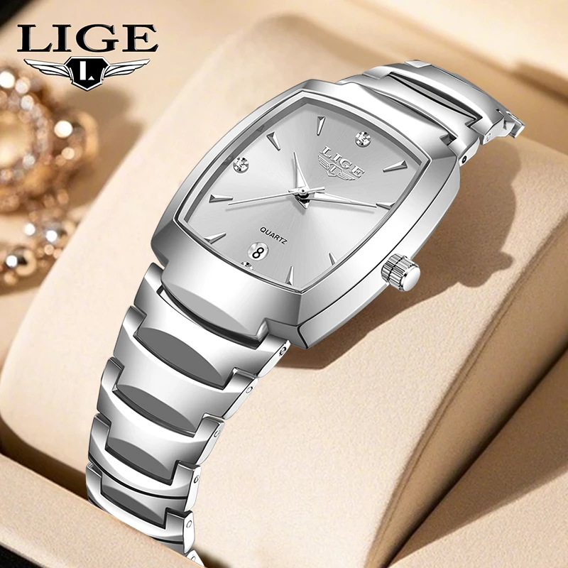 Neue LIGE Elegante Quarz Frauen Uhren Mode Edelstahl Einfache Original Wasserdicht Leucht Platz Damen Geschenke Armbanduhr Image