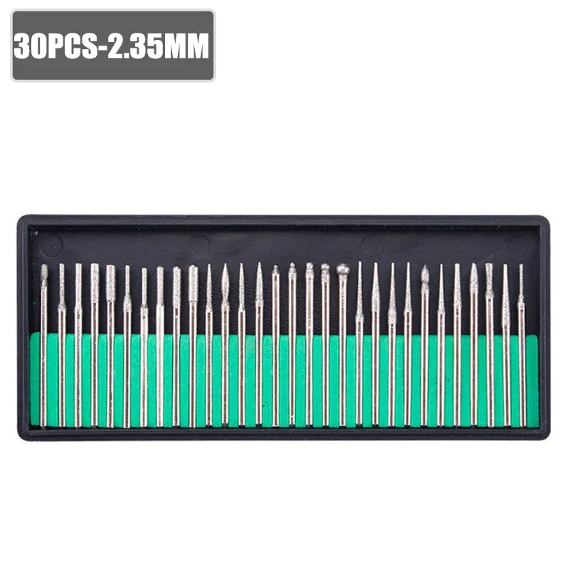 Mit Box für Dremel Elektroschleifer Power Zubehör Schleifbohrer Drehwerkzeug-Set 2,35 3 mm 30-teiliges Schaft Diamantbohrer-Set Image