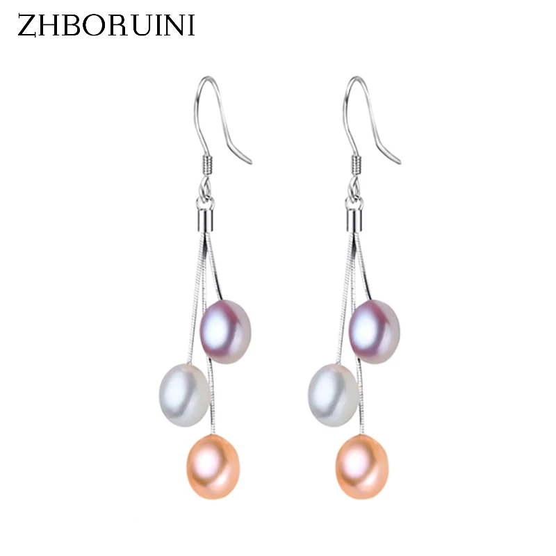 ZHBORUINI 2024 Orecchini di perle Perle d'acqua dolce naturali Nappe Gioielli di perle Orecchini pendenti Gioielli in argento sterling 925 per donna
