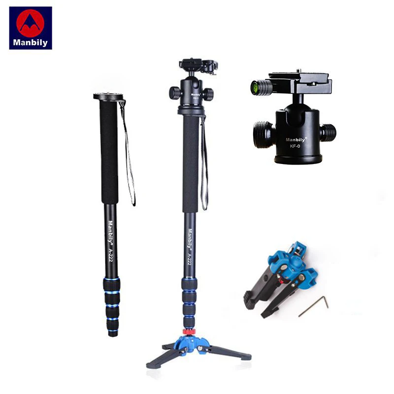 Manbily A-222 165cm/65 "portatile professionale DSLR fotocamera monopiede e M-1 Base testa palla Mini treppiede supporto per Canon Nikon telefono DV