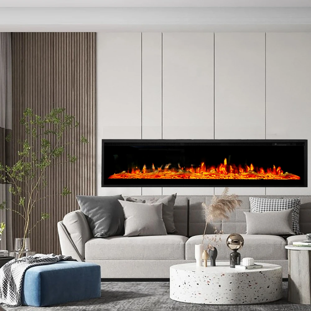 KARSKI ® Elektrischer Kamin, LED-Flammenwandkamin, 1800 W, elektrische Kamine, Fernbedienung, 9 Farben