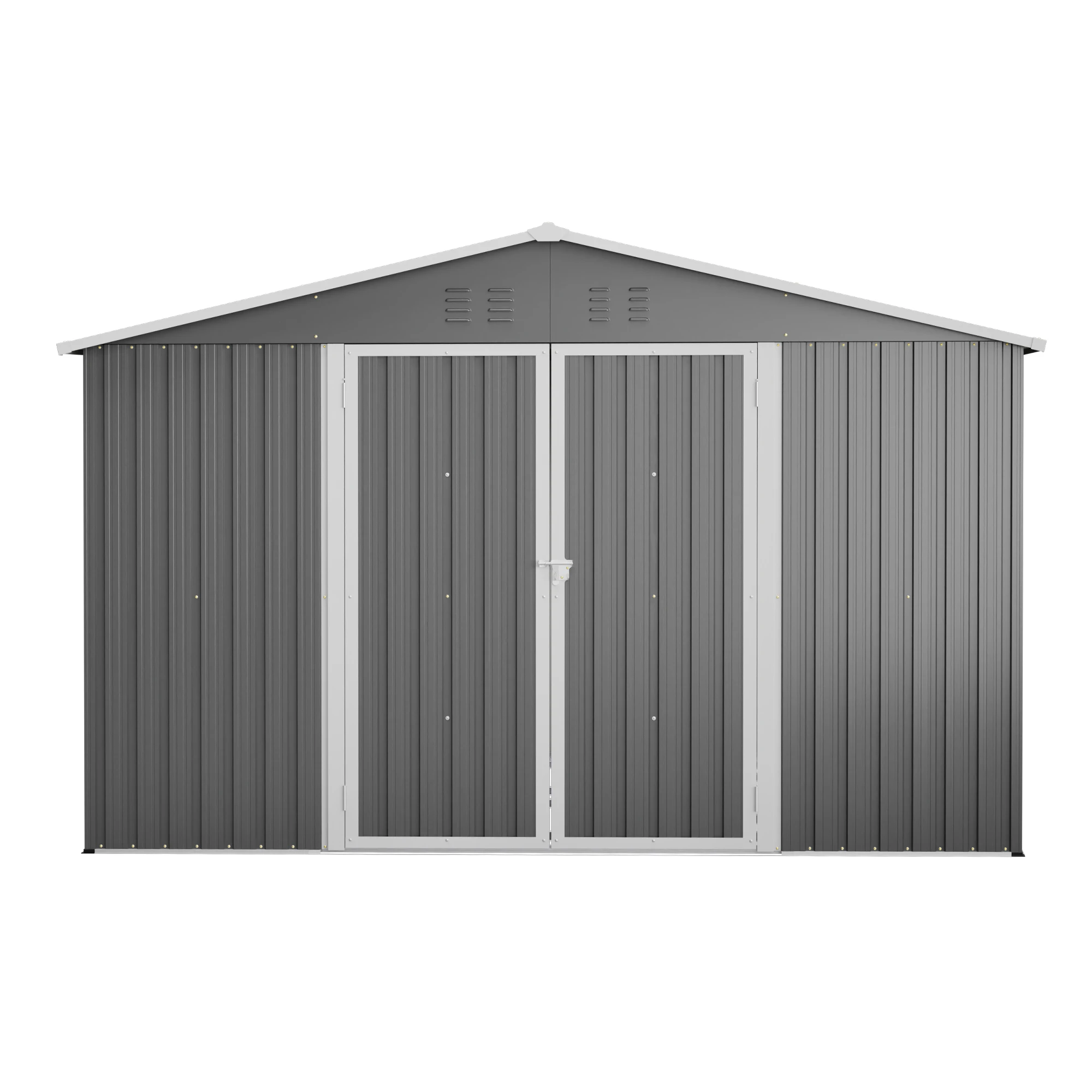 Abri à outils robuste Shed de jardin en métal avec toit à gable XXXL (300x252x191 cm) Entrepôt sécurisé pour outils et outils de jardin Gris