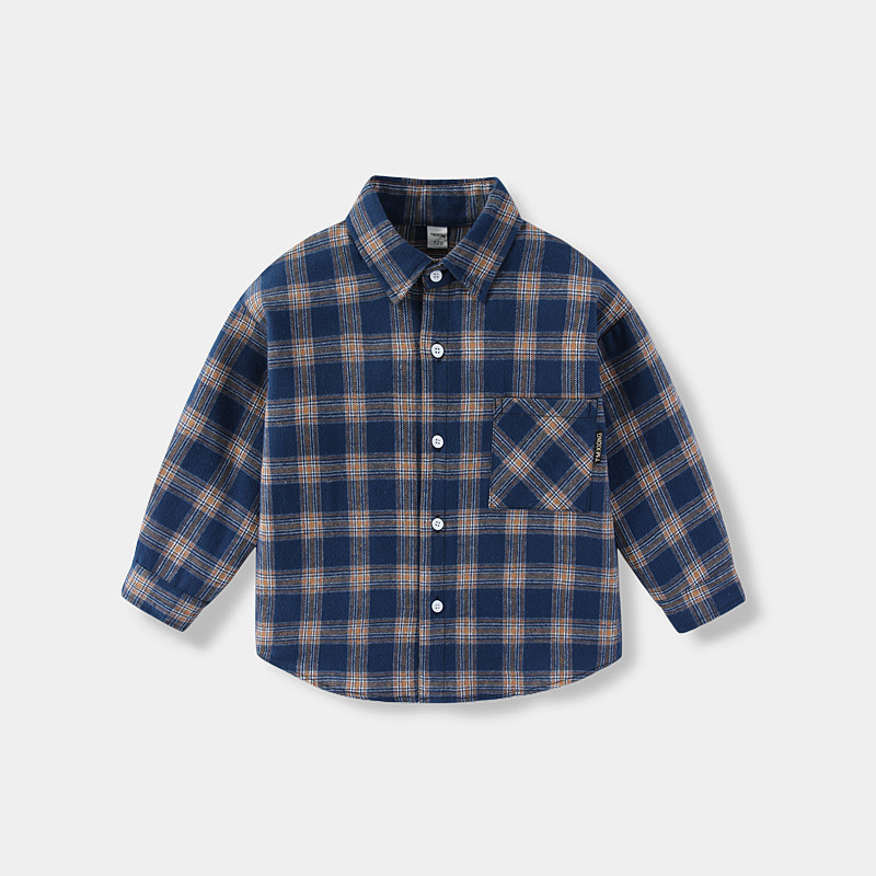Kids Unisex Shirts Plaid Long Sleeve Pocket Casual Neutral Yellow Spring Clothes 4 years