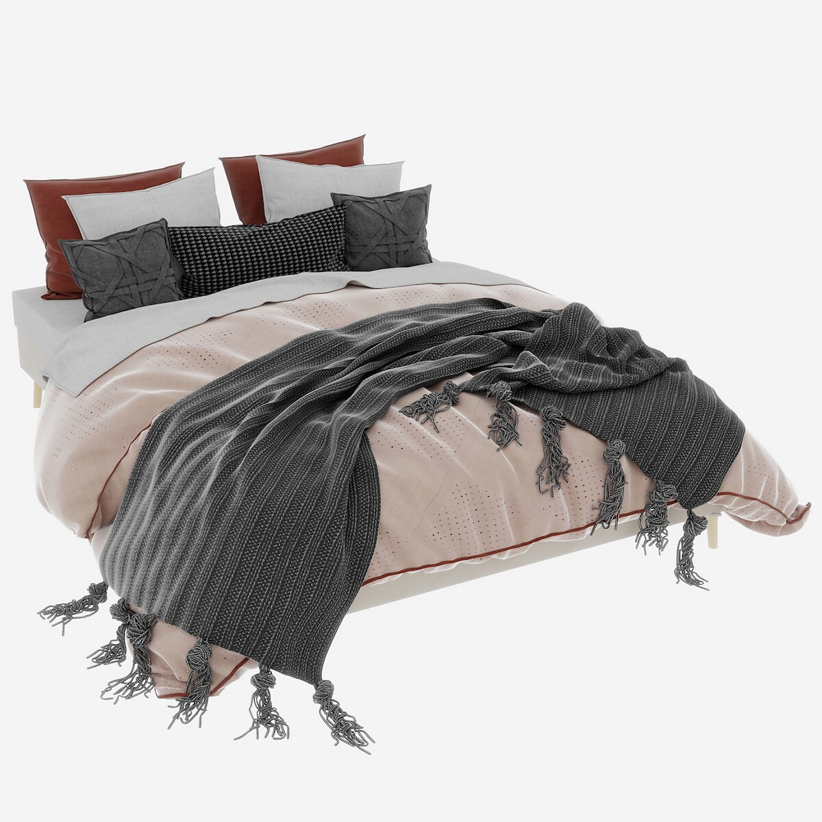 STILVORA Modernes, minimalistisches Bettgestell 160x200 cm in Beige aus holländischem Samt – stilvolles Schlafzimmermöbel mit niedriger Basis Image