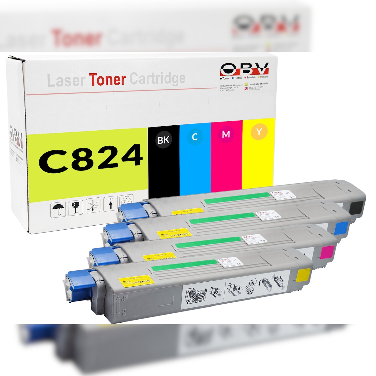 OBV Toner Set BK/C/M/Y kompatibel zu OKI C824dn - Ersetzt 47095704 - ca. 5000 Seiten Image