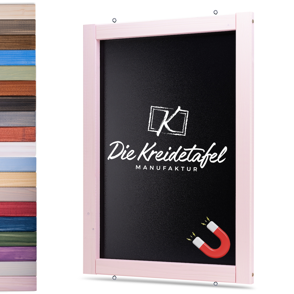 Die Kreidetafel Manufaktur Magnetische Kreidetafel - Magnettafel mit Holzrahmen / Zartrosa 60x90cm Image