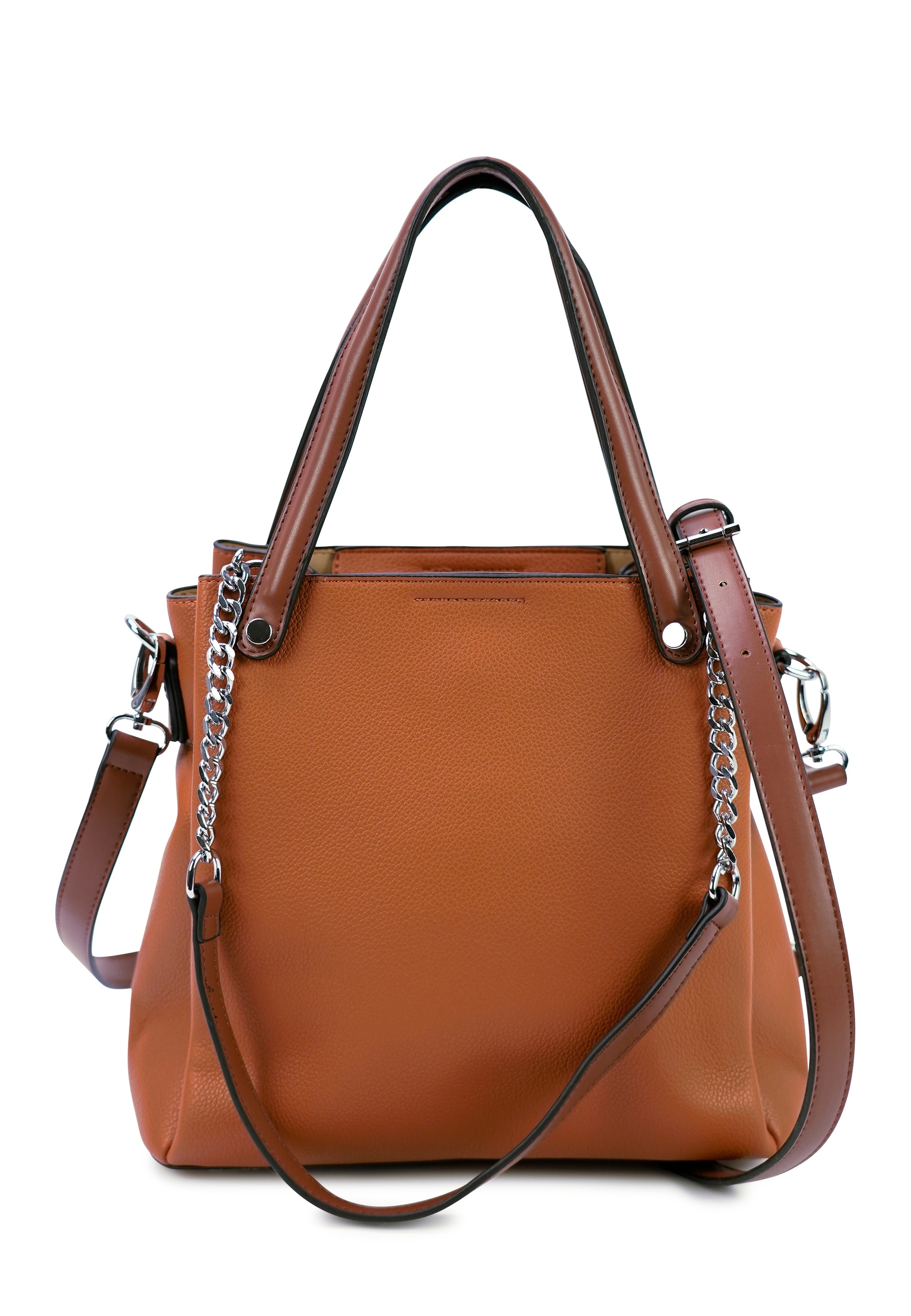 Henkeltasche HARPA "GABBIE", Damen, Gr. B/H/T: 10cm x 28cm x 28cm, cognac, Lederimitat, unifarben, Taschen, mehrere Fächer
