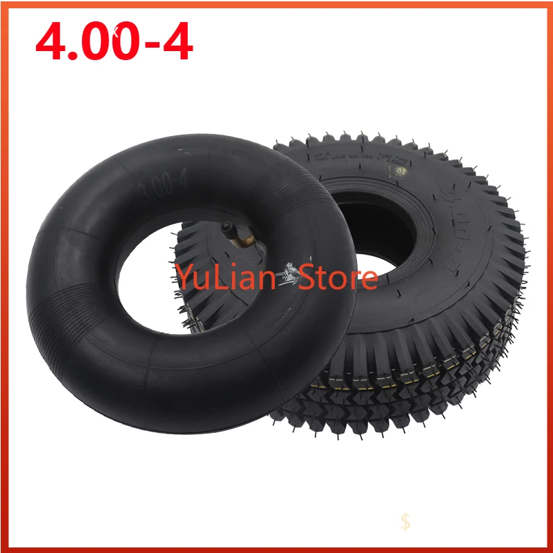4,00-4 Heavy Duty Innenrohr Außenreifen 3,00/350-4 Zoll Innenschlauch Für Remplacement de pneu de moto de chariot de skateboard Image