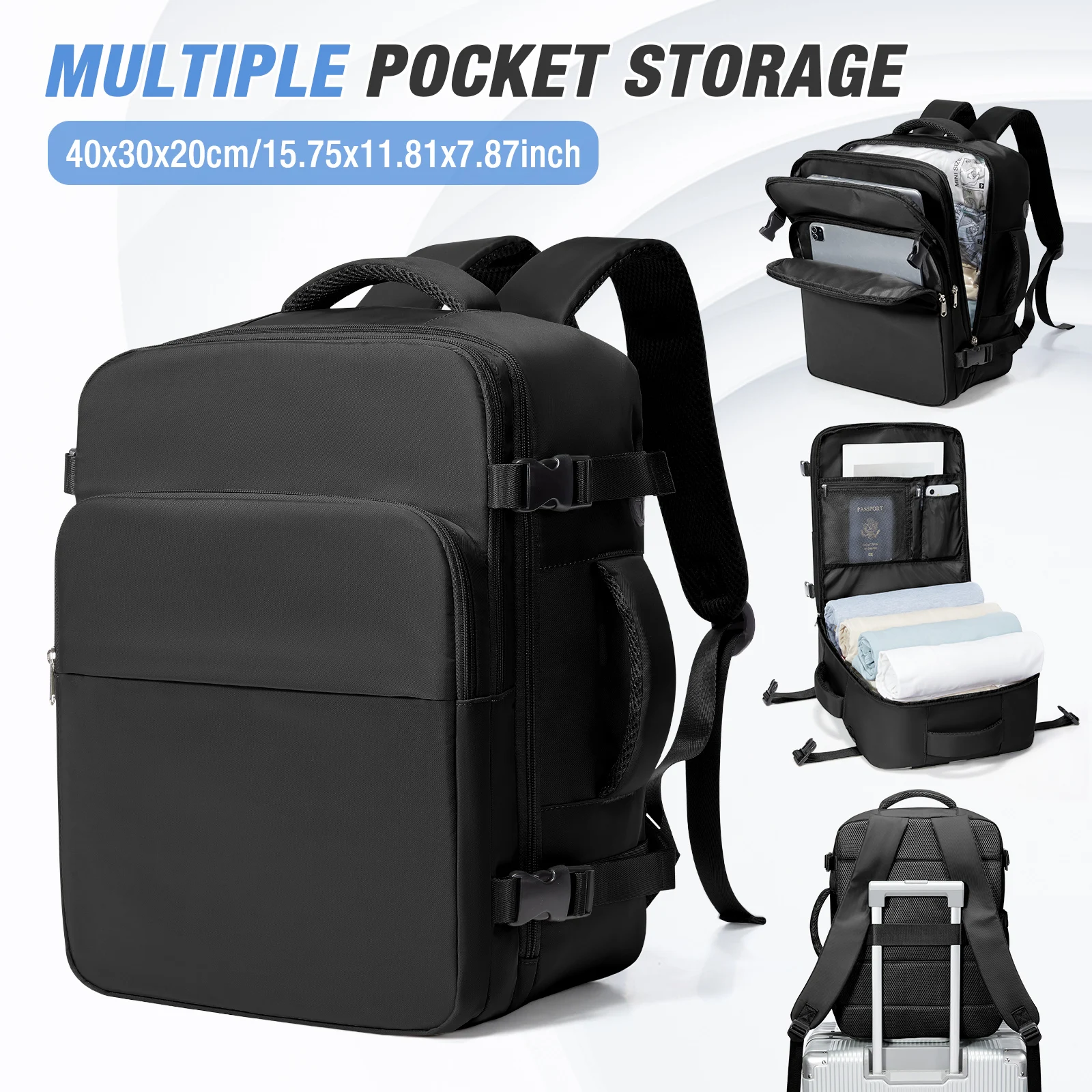 Borsa da cabina 40x30x20, zaino da uomo Zaino da viaggio multitasche di grande capacità, zaino per aereo Zaino per laptop da uomo