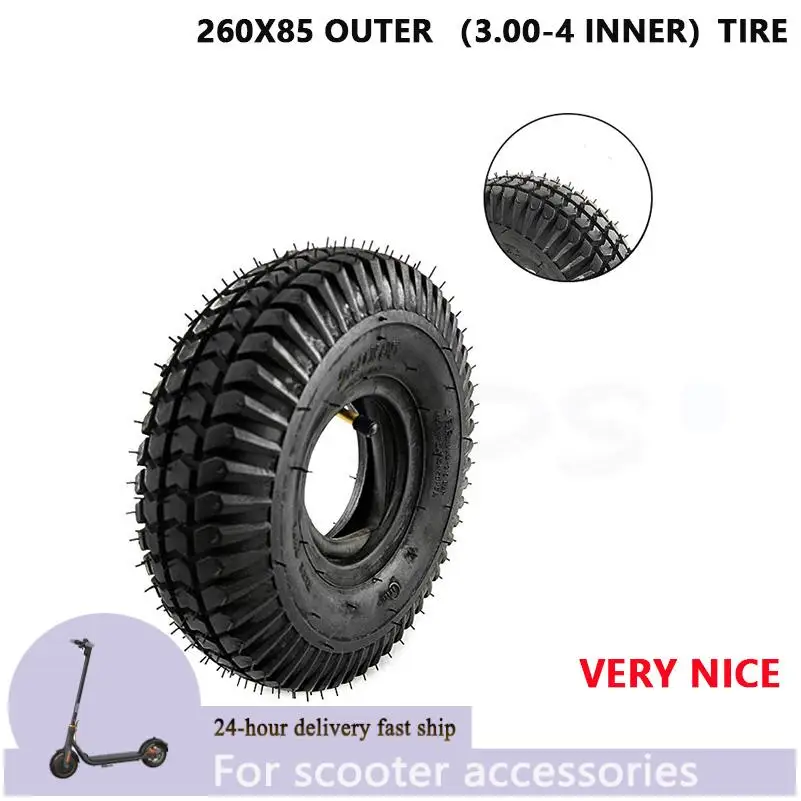 260x85 Reifen und Schlauch 3.00-4 (10 Zoll, 260*85) Knobby Scooter, ATV und Go Kart Reifen und Schlauchreifen Gute Qualität Image