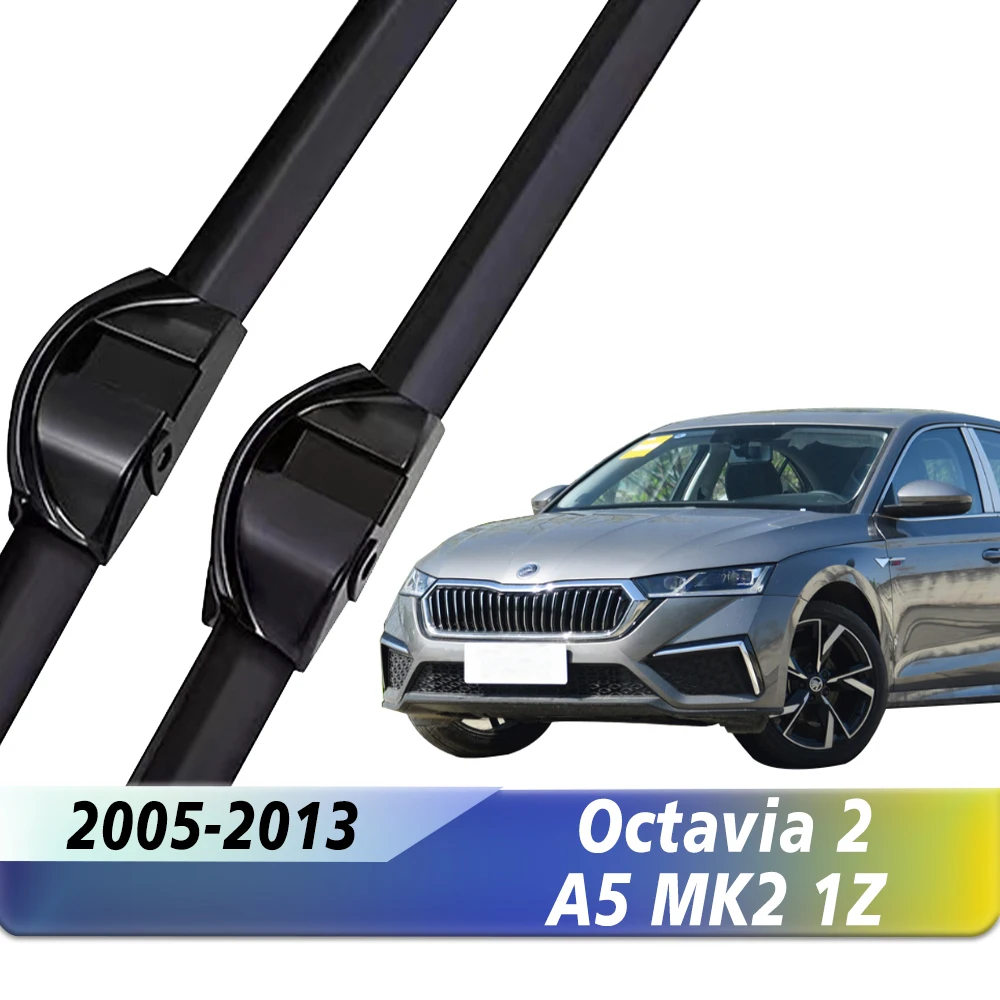 2PCS Wischer, Auto Front Wischer Klingen für Skoda Octavia 2 A5 MK2 1Z 2005 2006 2007 2008 2009 - 2011 2012 2013 Auto Wischer 24''+19'' Image