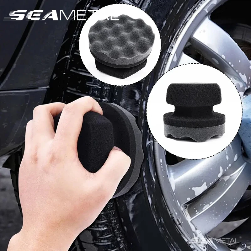SEAMETAL 3 stücke Auto Wachs Polieren Schwamm Sechseckigen Grip Applikator Hand Reifen Wachs Schwamm Hohe Dichte Schaum Schwamm Auto Zubehör Image