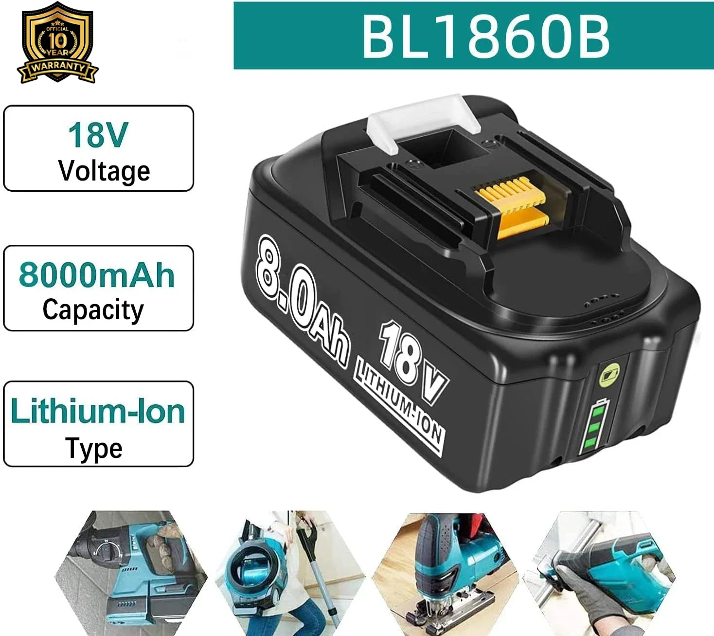 8000 mAh für Makita 18 V Akku wiederaufladbarer Elektrowerkzeug-Akku 18 V Makita mit LED Li-Ion Ersatz LXT BL1860 BL1830 BL1850 Image