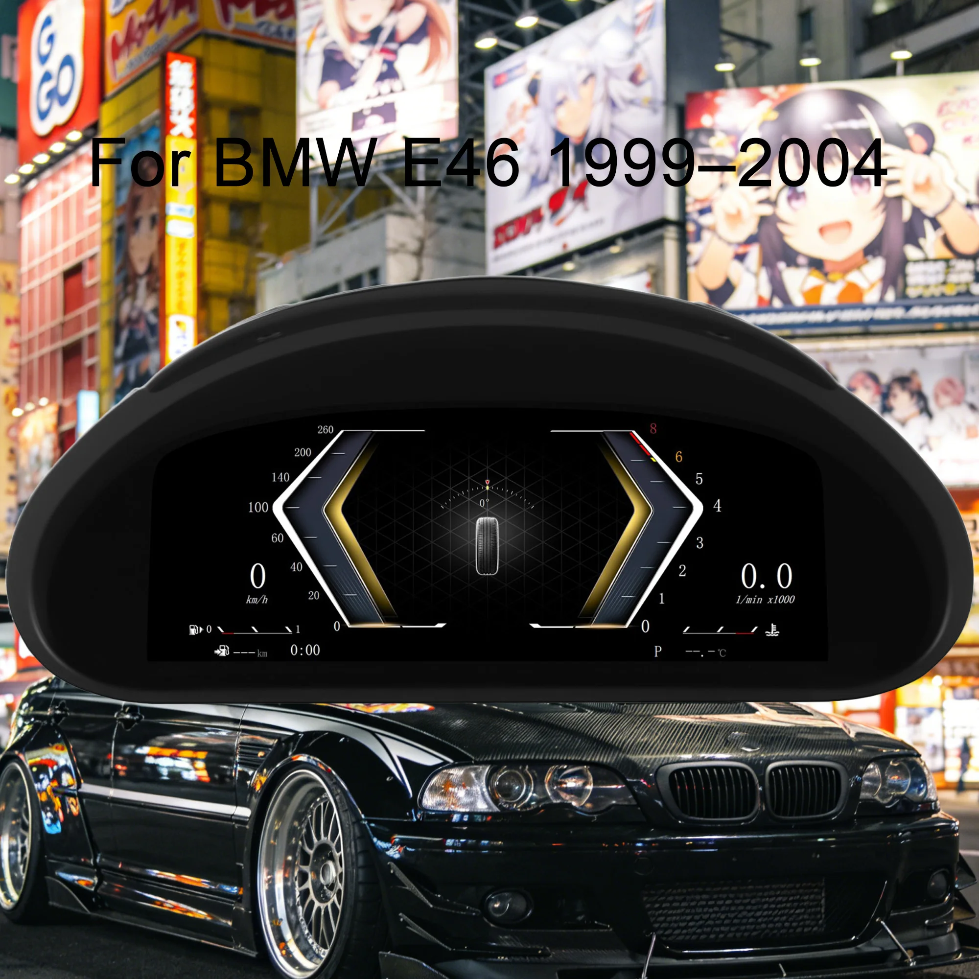 Für BMW E46 1999–2004 Digitales Kombiinstrument Drahtloser CarPlay-Kilometerzähler, Tachocluster, Armaturenbrett, Messgerät, 10,25-Zoll-HD-Bildschirm Image