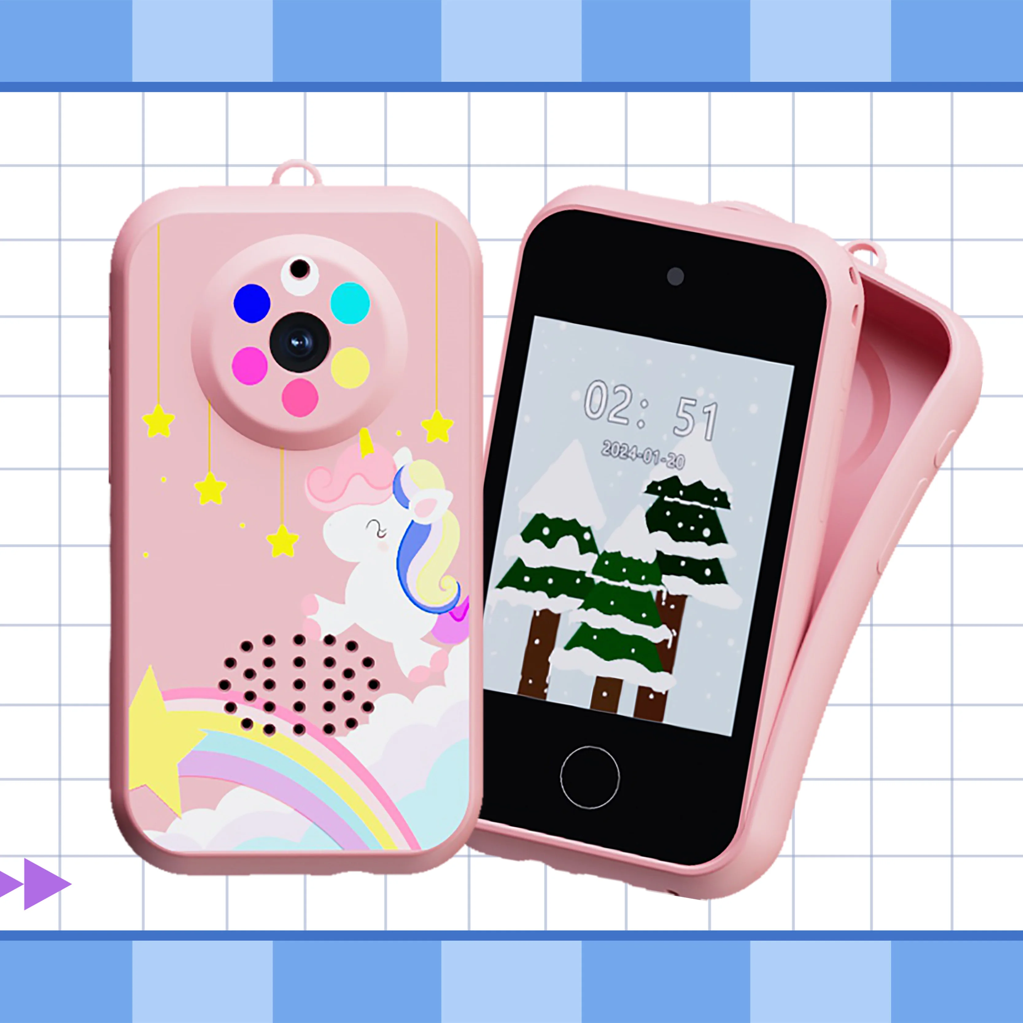 Kinder-Smartphone-Spielzeug mit 32 GB TF-Karte, USB-Aufladung, 720P IPS-Touchscreen, Dual-Kamera-Smartphone für Kinder, Geschenke, Spieltelefon