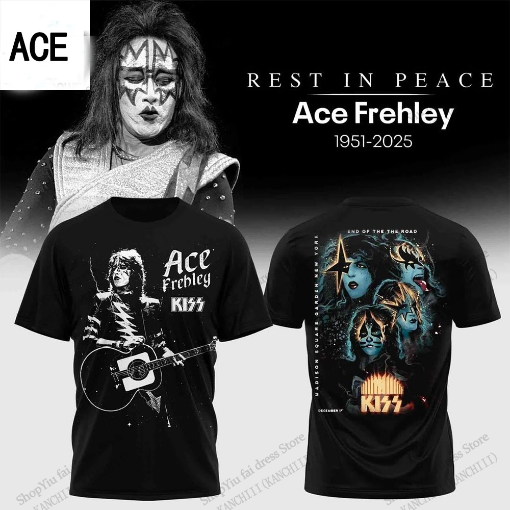 Neue Rock Band Kiss X Ace Frehley Tour 3D Druck T-shirt Männer Frauen Mode Hip Hop Übergroßen Kurzarm Tops Tees Kinder Kleidung