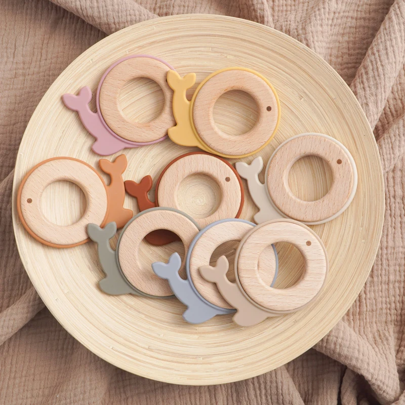 1 Stück Baby Beißring Spielzeug Cartoon Delphin Form Silikon Beißring für Baby Kauen Beiß spielzeug Kinder sensorische Lernspiel zeug