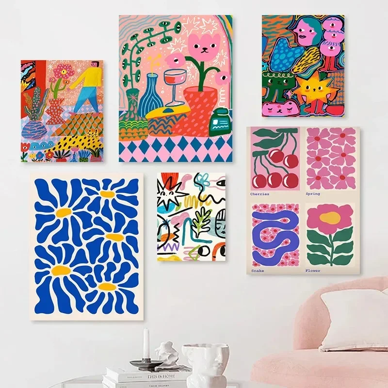 Abstrakte bunte Graffiti ästhetische Poster Kirschblume Wand Kunst Leinwand Malerei Druck Bild Wohnzimmer Innen Home Decor