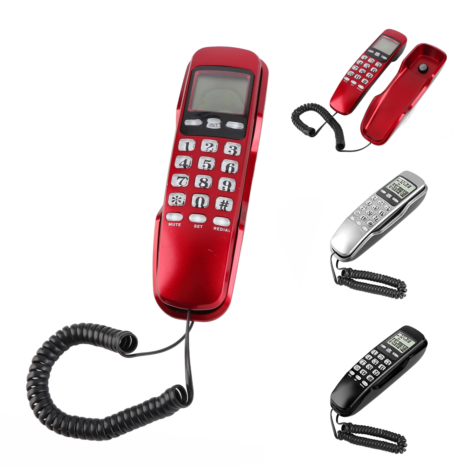 Home Telephone Mini Wall Telephone Home Hotel Incoming Caller ID LCD Display Landline Phone Telephone Wired Telephone