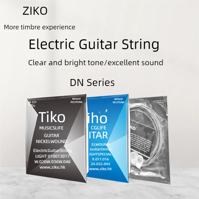 ZIKO Saiten für E-Gitarre, Hartstahl, sechseckige Legierung, Nickelkern, Wicklung, Gitarrensaiten, Teile, Zubehör, DN 009 010 Image