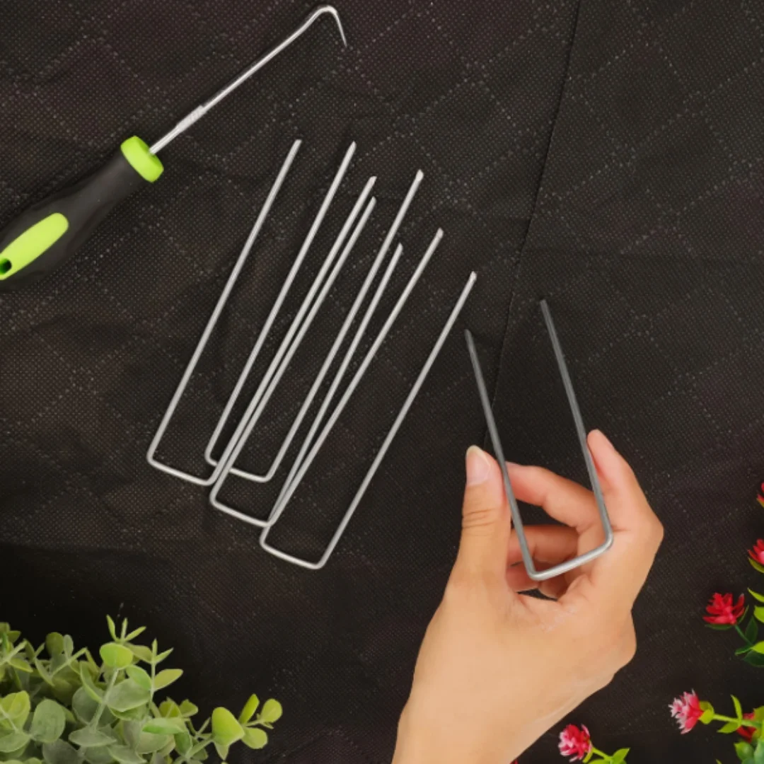 51 Stück U-förmige verzinkte Bodennägel aus Edelstahl für die Gartenarbeit, grassichere Stoffbefestigungsnägel, Befestigungsnägel für Mulch-Pflanzenabdeckungen Image