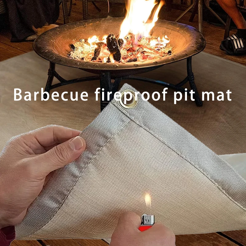 Feuerstellenmatte – Mehrere Größen zur Auswahl – Feuerfeste Grilldecke – Flammhemmend für den Innen- und Außenbereich mit hoher Temperatur Image