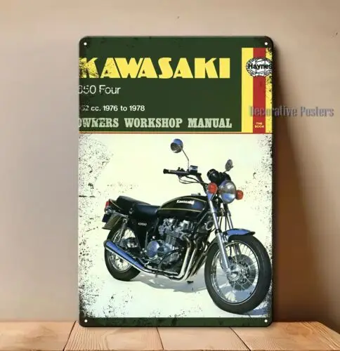 Kawasaki 650 Vier Motorrad-Metallposter – Blechschild – Größe: 20 x 30 cm