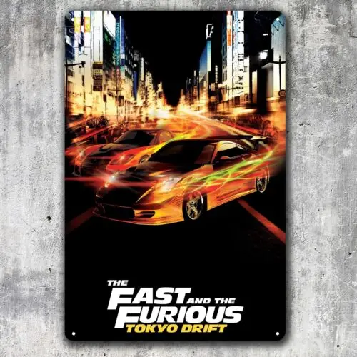 The Fast and Furious Cars Film-Metallplakat – Blechschild zum Sammeln – 20 x 30 cm – Aluminium