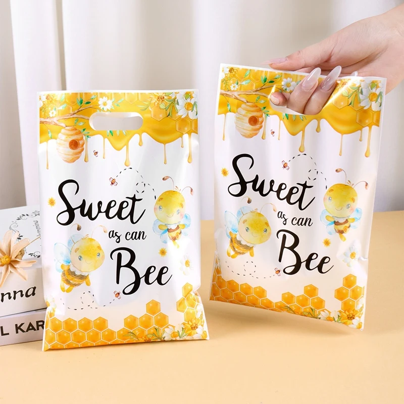 10/20/50 Stück, kleine Biene-Süßigkeitstüten, Geschenktüten mit Griff, Bienen-Themen-Party-Dekoration für Gäste, Hochzeit, jüngere Duschparty Image