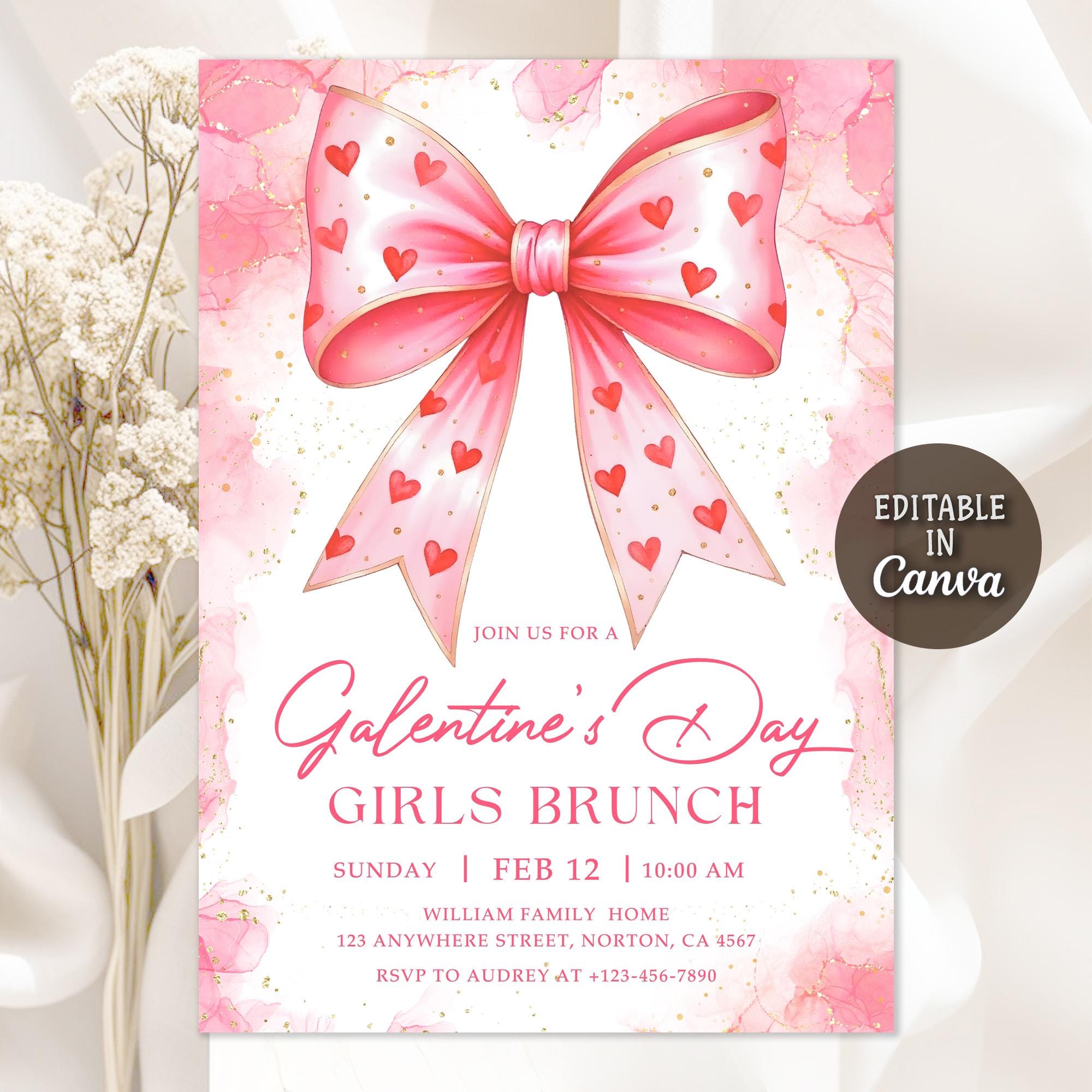 Invito per la festa di San Valentino, invito per il giorno di San Valentino, invito retrò per San Valentino, serata tra ragazze, invito per la festa d