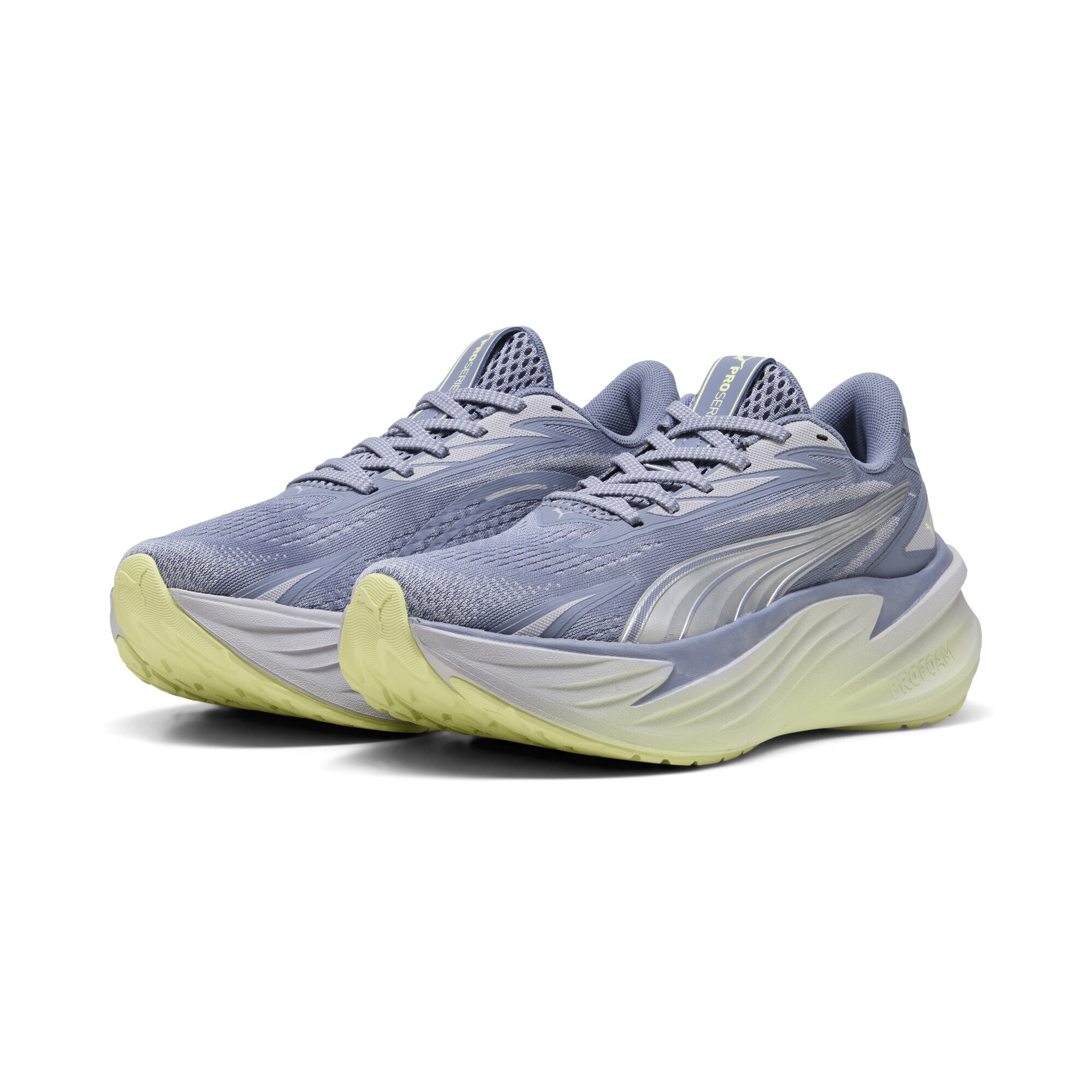 Trainingsschuh PUMA "Maxima Pro Laufschuhe Erwachsene", Herren, Gr. 44,5, vibrant silber gray fog apple spritz grün, Obermaterial: Textil, Synthetik; Futter: Textil; Innensohle: Textil; Laufsohle: Gummi, Schuhe