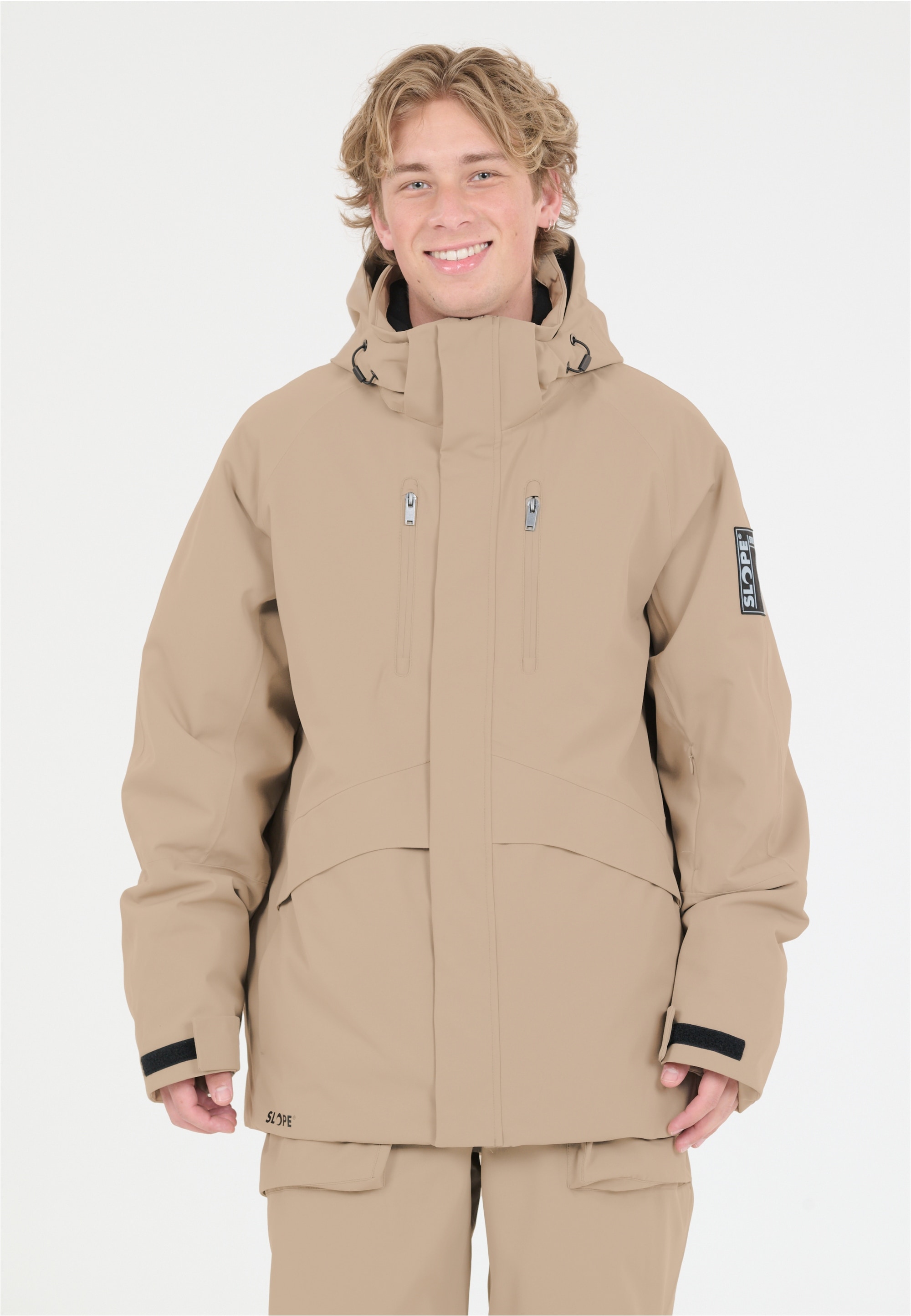 Skijacke SLOPE "Kenai", Herren, Gr. M, beige, 100% Polyester, unifarben, normal, ohne Ausschnitt, Jacken Skijacke, mit warmem Futter und hochwertigem Wetterschutz