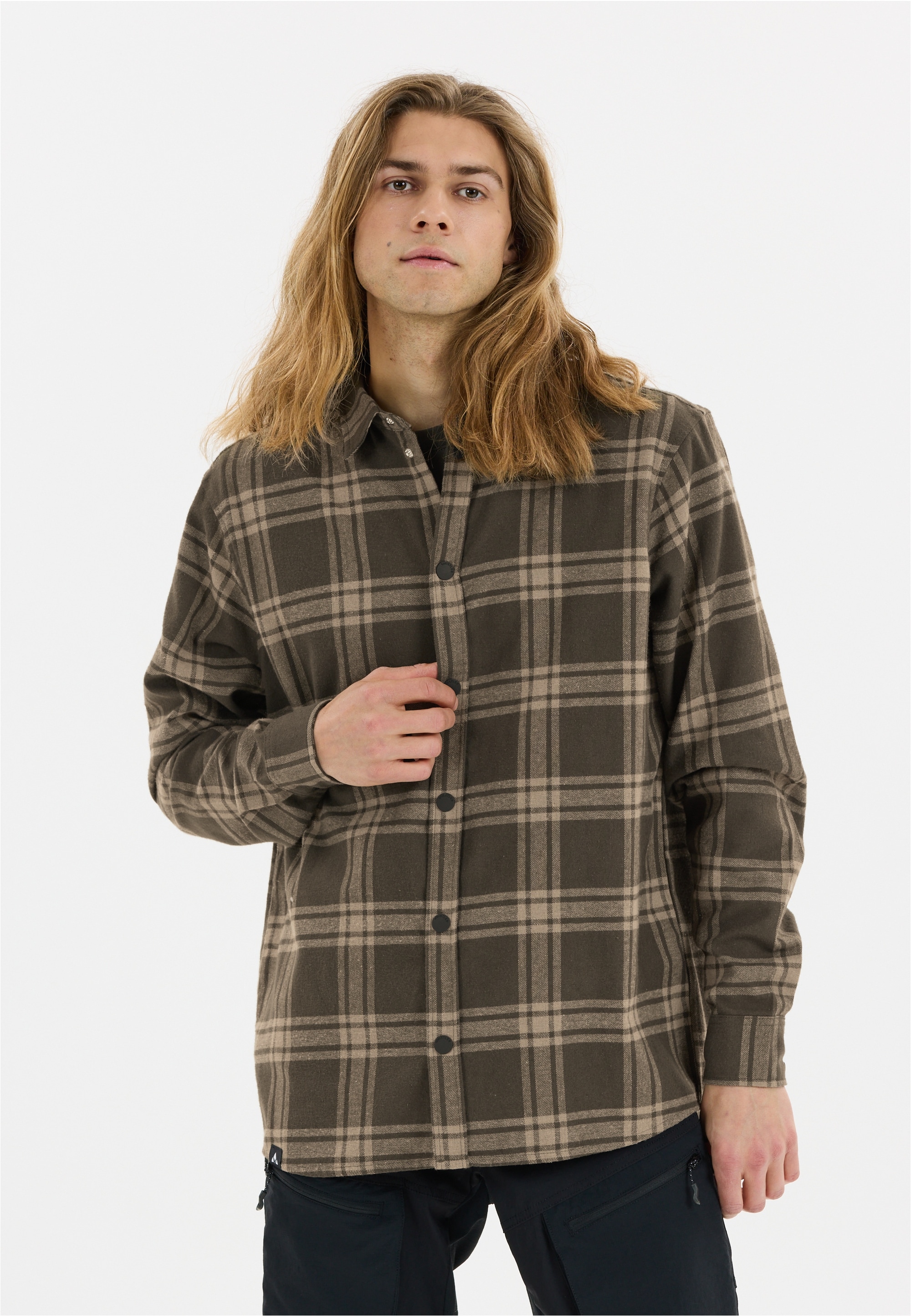 Fleeceshirt WHISTLER "Hoggs", Damen, Gr. M, braun (braun, gelb), 60% Baumwolle, 40% Polyester, gestreift, mehrfarbig, normal, ohne Ausschnitt, Shirts, im klassischen Stil