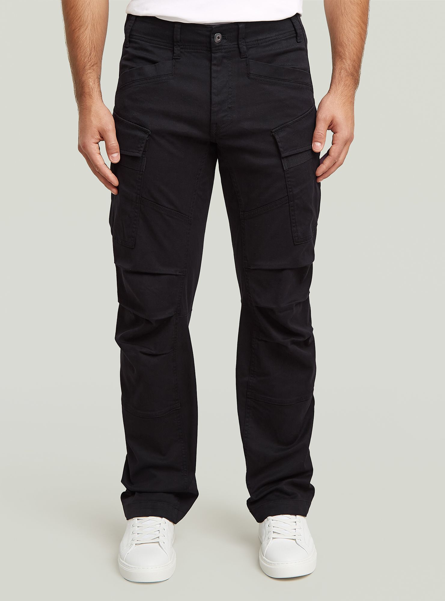 Cargohose G-STAR "3D Regular Straight Cargohose", Damen, Gr. 29, Länge 32, dk schwarz gd, Obermaterial: 50% Baumwolle, 47% Baumwolle, 3% Elasthan, Hosen Cargohose