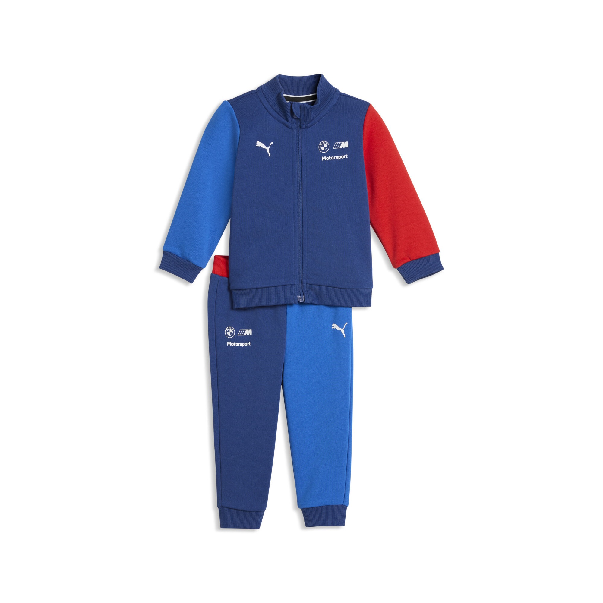 Sportanzug PUMA "BMW M MOTORSPORT Essentials Trainingsanzug Kinder", Jungen, Gr. 68, pro blau m color aop, Obermaterial: 68% Baumwolle, 32% Polyester; Rippe: 97% Baumwolle, 3% Elasthan, Sportanzüge