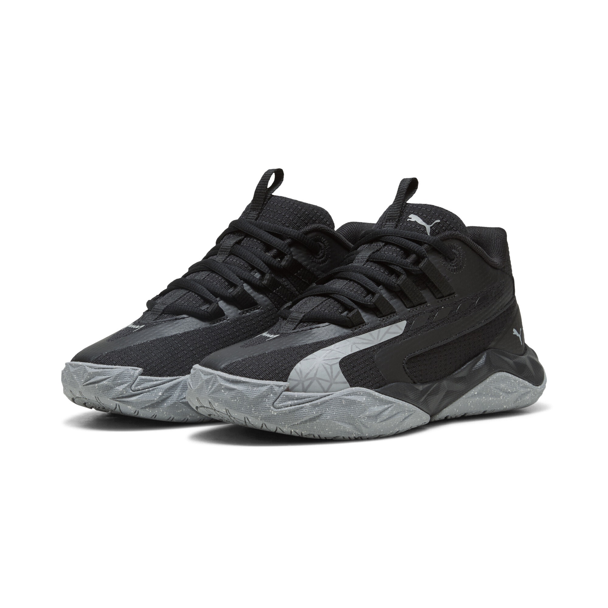 Basketballschuh PUMA "Dagger 2 Mid Basketballschuhe Jugendliche", Kinder, Gr. 38, schwarz cool mid gray, Obermaterial: Synthetik, Textil; Futter: Textil; Innensohle: Textil; Laufsohle: Gummi, Synthetik, Schuhe