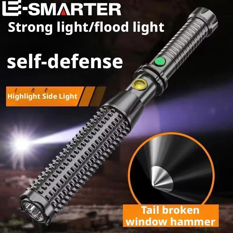 Rechargeable Tactical Self Defense Flashlight With Window Breaker And Emergency Tool Rechargeable Tactical Self Defense Flashlight With Window Breaker And Emergency Tool