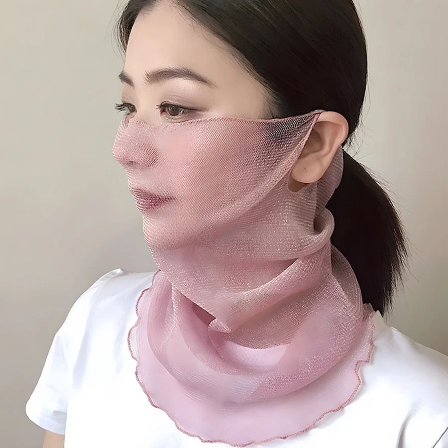 Elegant Chiffon Silk Summer Neck Scarf Sun Protection Neck Cover For Women e