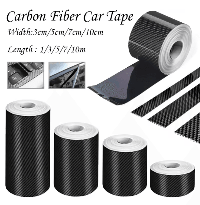CarbonShield 3D Carbon Fiber Car Door Sill And Bumper Protector Stickers h 10m